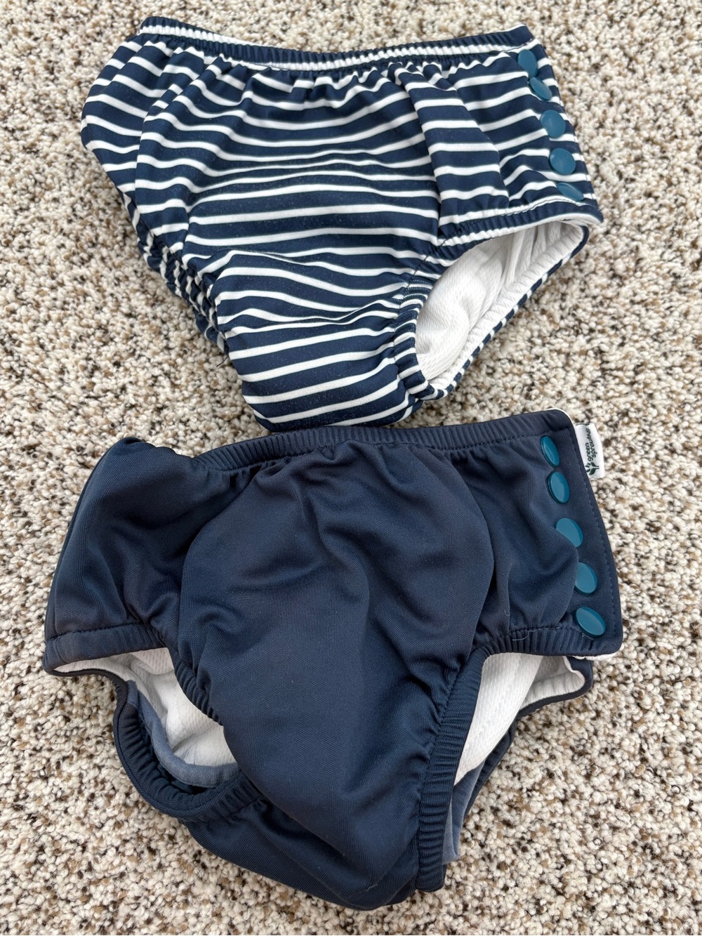 Green Sprouts Eco Snap Reusable Swim Diaper Bundle Lot, Navy Blue & Stripes, 3T
